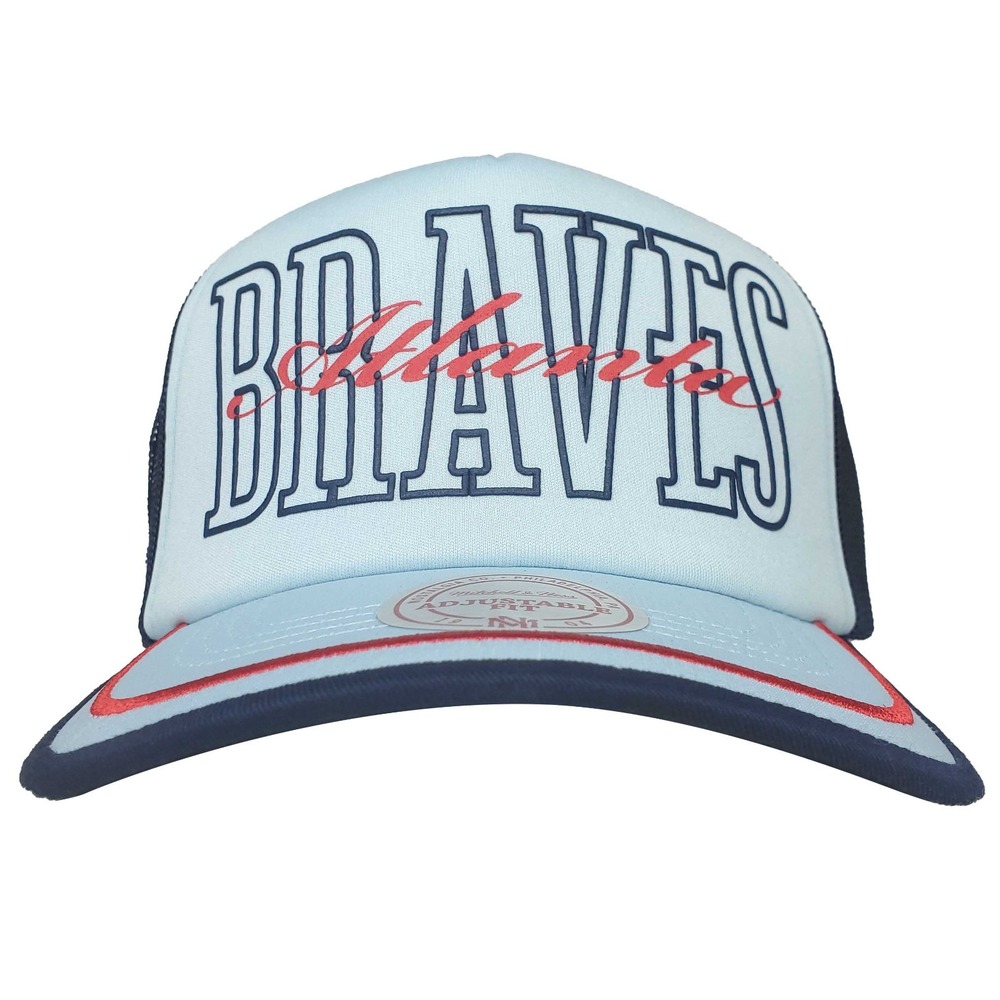 Atlanta Braves Mitchell & Ness MLB Foam Trucker Hat Cap Team Logo Blue NWT
